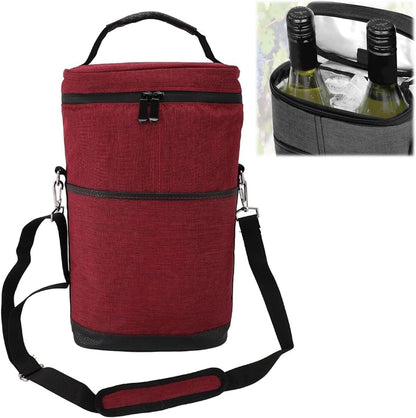 Bolsa Térmica Aislante para 2 Botellas de Vino con Correa Ajustable