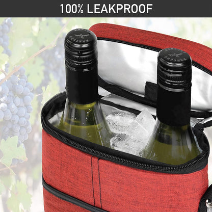Bolsa Térmica Aislante para 2 Botellas de Vino con Correa Ajustable