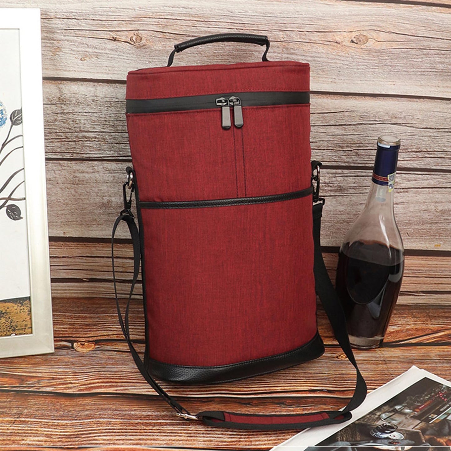 Bolsa Térmica Aislante para 2 Botellas de Vino con Correa Ajustable