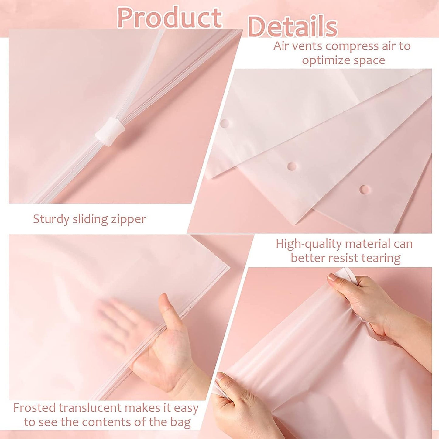 Bolsas de Almacenamiento con Cierre Frosted Multiusos – Paquete de 20 Fundas de Plástico para Ropa (Compra 2 Juegos, Llévate 1 GRATIS)