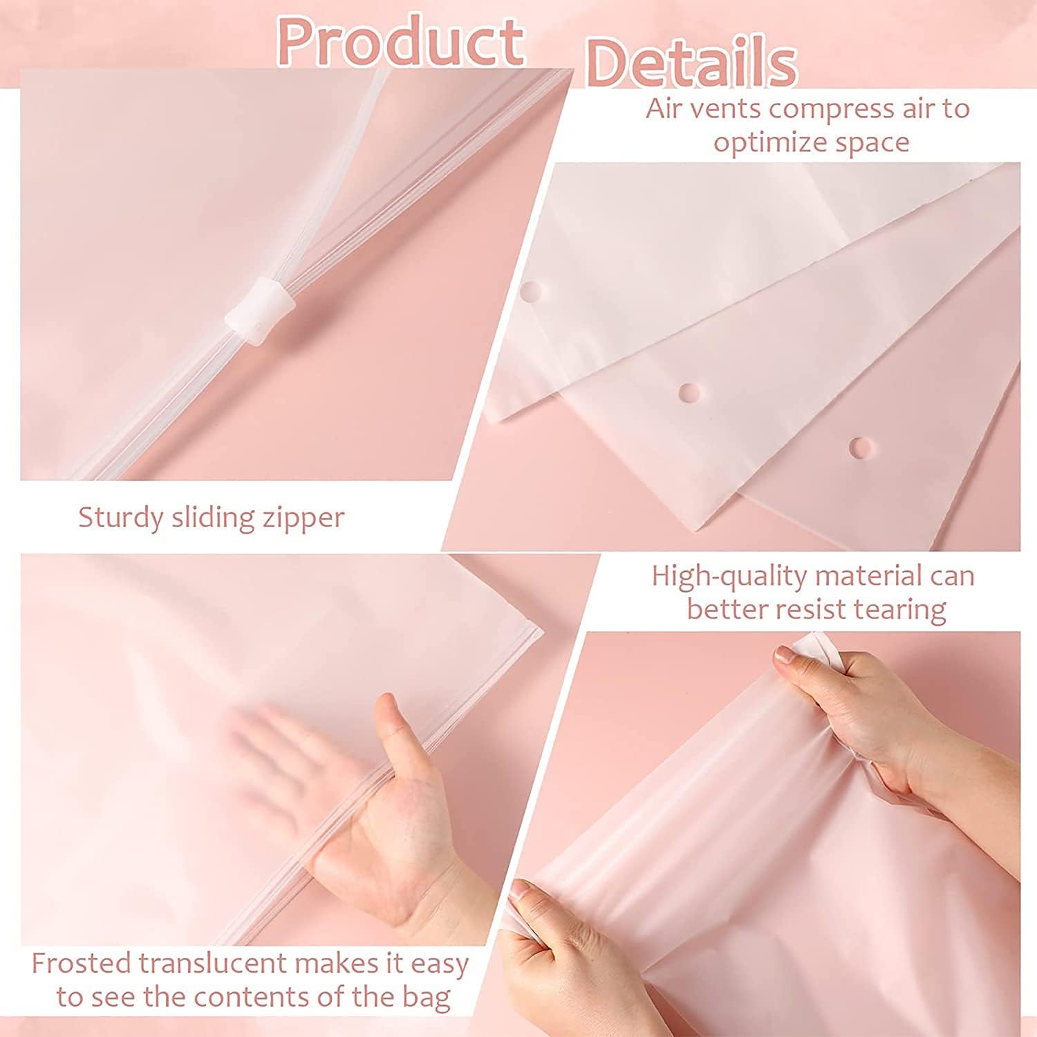 Bolsas de Almacenamiento con Cierre Frosted Multiusos – Paquete de 20 Fundas de Plástico para Ropa (Compra 2 Juegos, Llévate 1 GRATIS)
