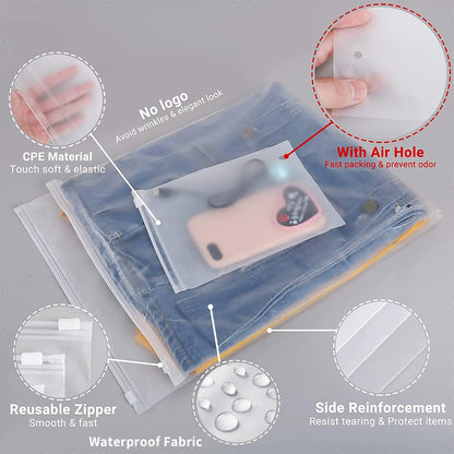Bolsas de Almacenamiento con Cierre Frosted Multiusos – Paquete de 20 Fundas de Plástico para Ropa (Compra 2 Juegos, Llévate 1 GRATIS)