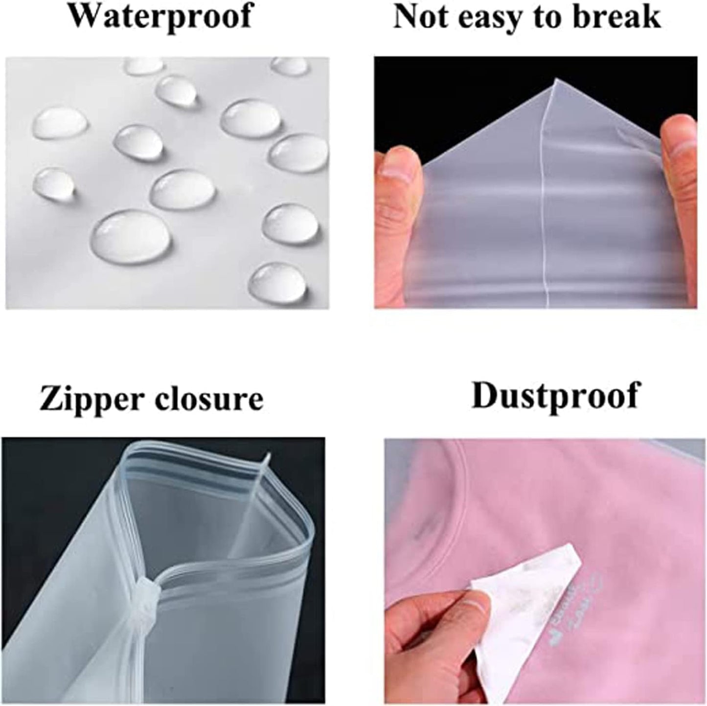 Bolsas de Almacenamiento con Cierre Frosted Multiusos – Paquete de 20 Fundas de Plástico para Ropa (Compra 2 Juegos, Llévate 1 GRATIS)