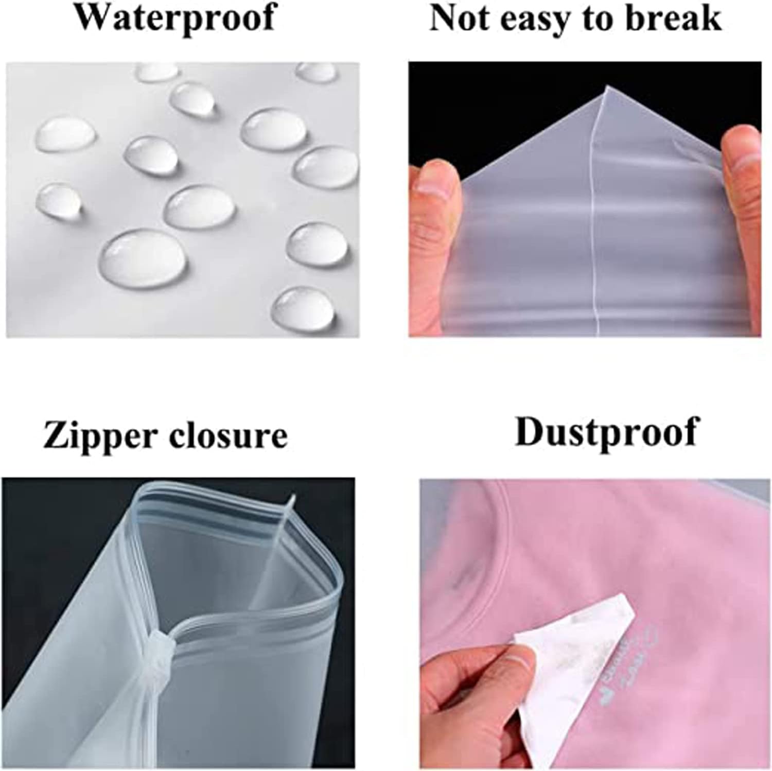 Bolsas de Almacenamiento con Cierre Frosted Multiusos – Paquete de 20 Fundas de Plástico para Ropa (Compra 2 Juegos, Llévate 1 GRATIS)