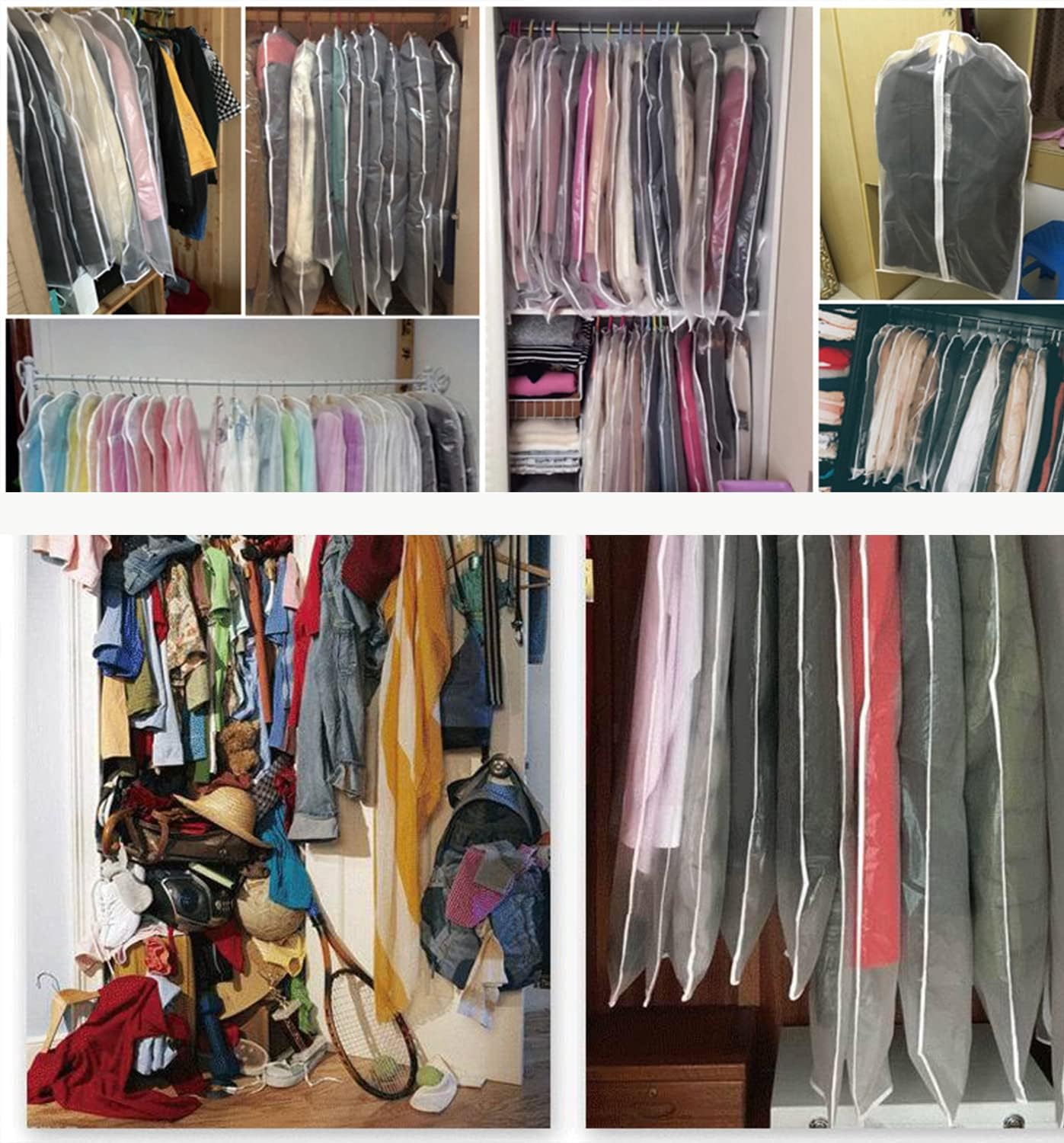 Bolsas de Almacenamiento de Prendas Transparentes – Paquete de 5 (Compra 1, Llévate 1 GRATIS)