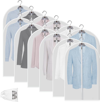 Bolsas de Almacenamiento de Ropa Transparentes de PEVA – Paquete de 12 Protectores de Ropa a Prueba de Polvo