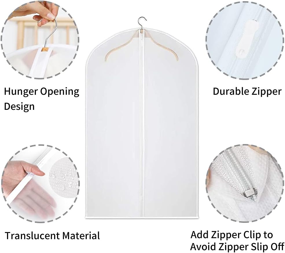 Bolsas de Almacenamiento de Ropa Transparentes de PEVA – Paquete de 12 Protectores de Ropa a Prueba de Polvo
