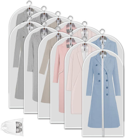 Bolsas de Almacenamiento de Ropa Transparentes de PEVA – Paquete de 12 Protectores de Ropa a Prueba de Polvo