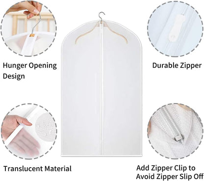 Bolsas de Almacenamiento de Ropa Transparentes de PEVA – Paquete de 12 Protectores de Ropa a Prueba de Polvo