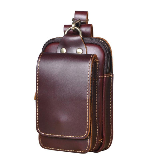 Bolso de Cintura de Cuero Genuino para Hombre