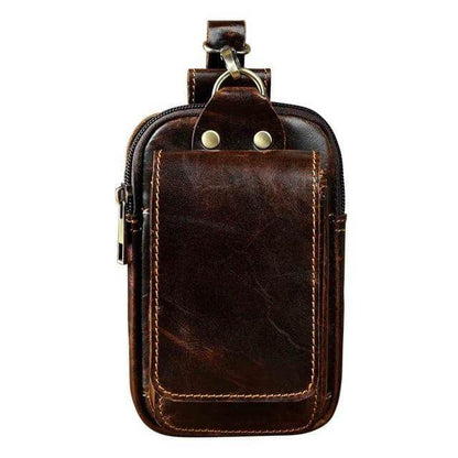 Bolso de Cintura de Cuero Genuino para Hombre