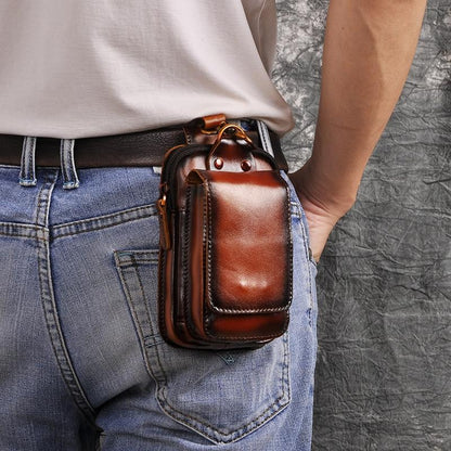 Bolso de Cintura de Cuero Genuino para Hombre