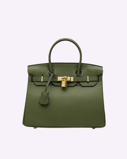 Bolso de Cuero con Herrajes de Cierre Dorado