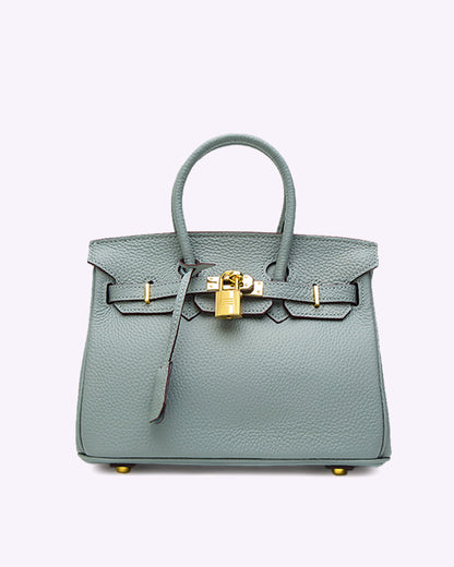 Bolso de Cuero con Herrajes de Cierre Dorado