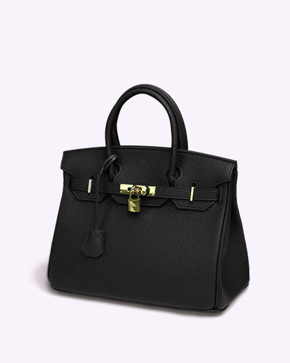 Bolso de Cuero con Herrajes de Cierre Dorado