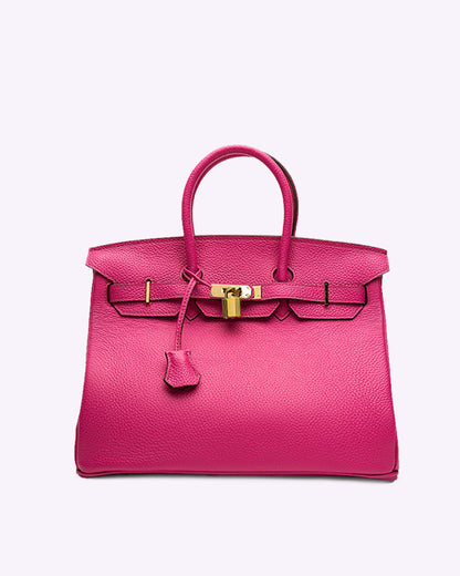 Bolso de Cuero con Herrajes de Cierre Dorado