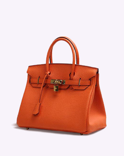 Bolso de Cuero con Herrajes de Cierre Dorado