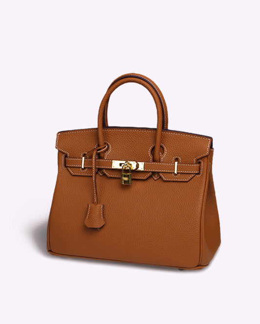 Bolso de Cuero con Herrajes de Cierre Dorado