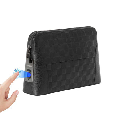 Bolso de Cuero para Hombre con Cerradura de Huella Dactilar – Clutch y Cartera Antirrobo