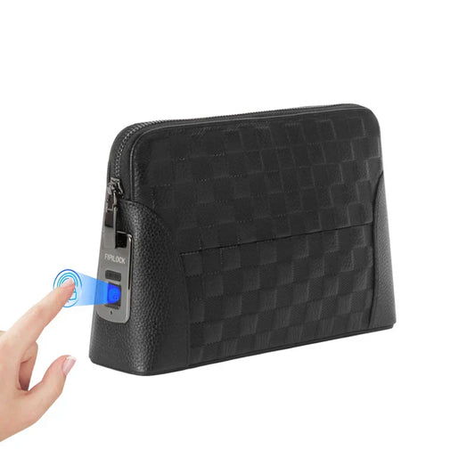 Bolso de Cuero para Hombre con Cerradura de Huella Dactilar – Clutch y Cartera Antirrobo