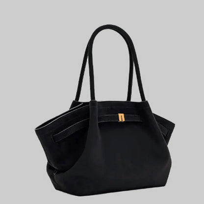 Bolso de Hombro de Lujo para Mujeres - Gran Capacidad, Diseño Elegante, Ante Sintético Negro