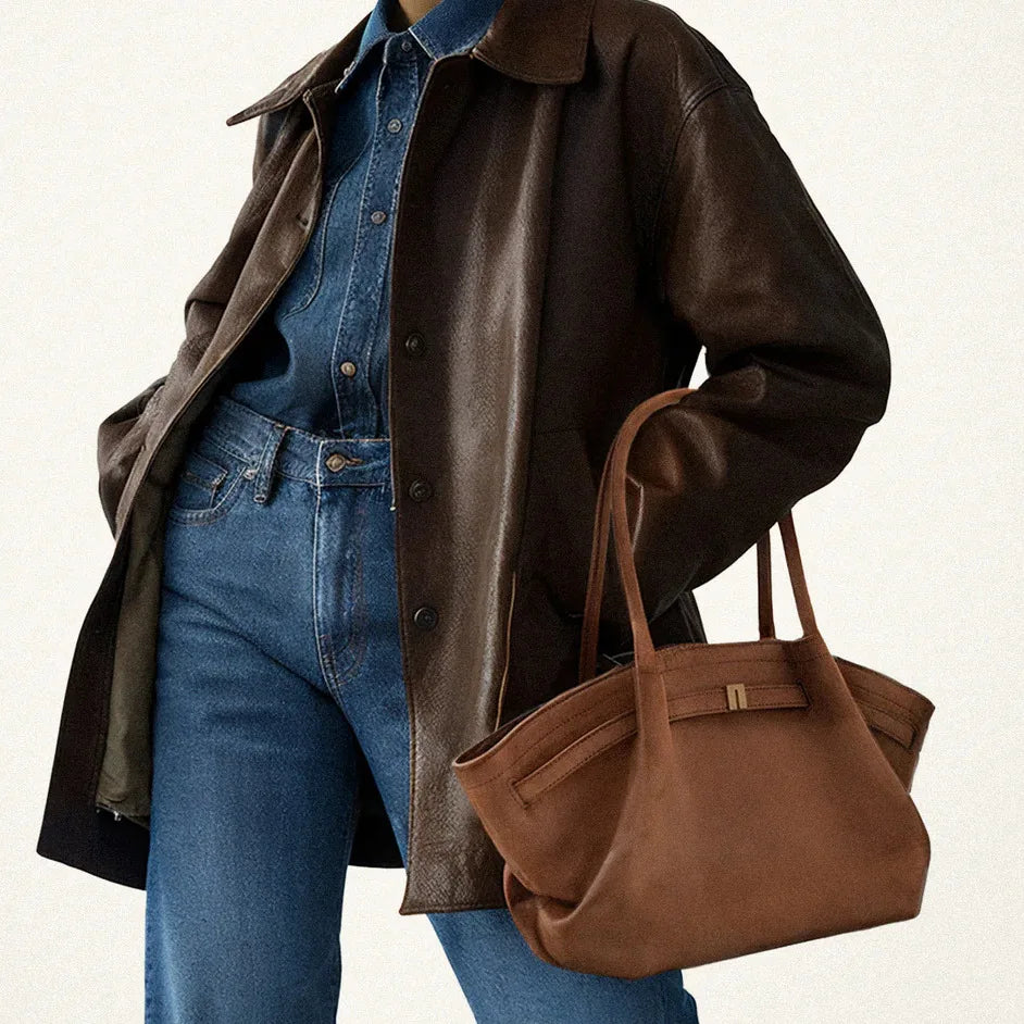 Bolso de Hombro de Lujo para Mujeres - Gran Capacidad, Diseño Elegante, Ante Sintético Negro