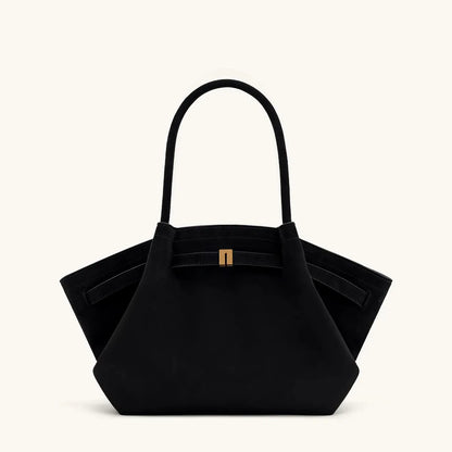 Bolso de Hombro de Lujo para Mujeres - Gran Capacidad, Diseño Elegante, Ante Sintético Negro