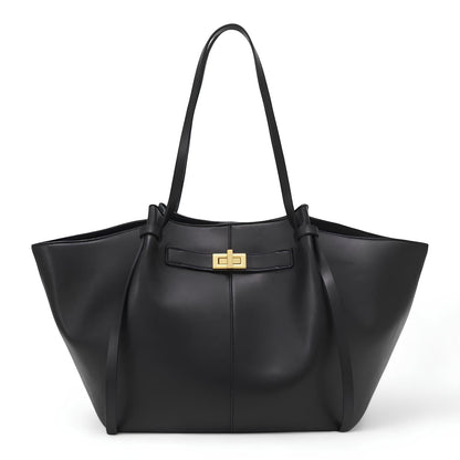 Bolso de mano grande de cuero PU negro