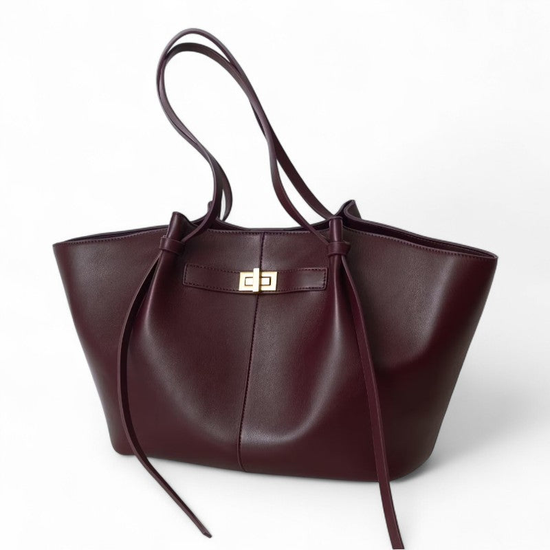 Bolso de mano grande de cuero PU negro