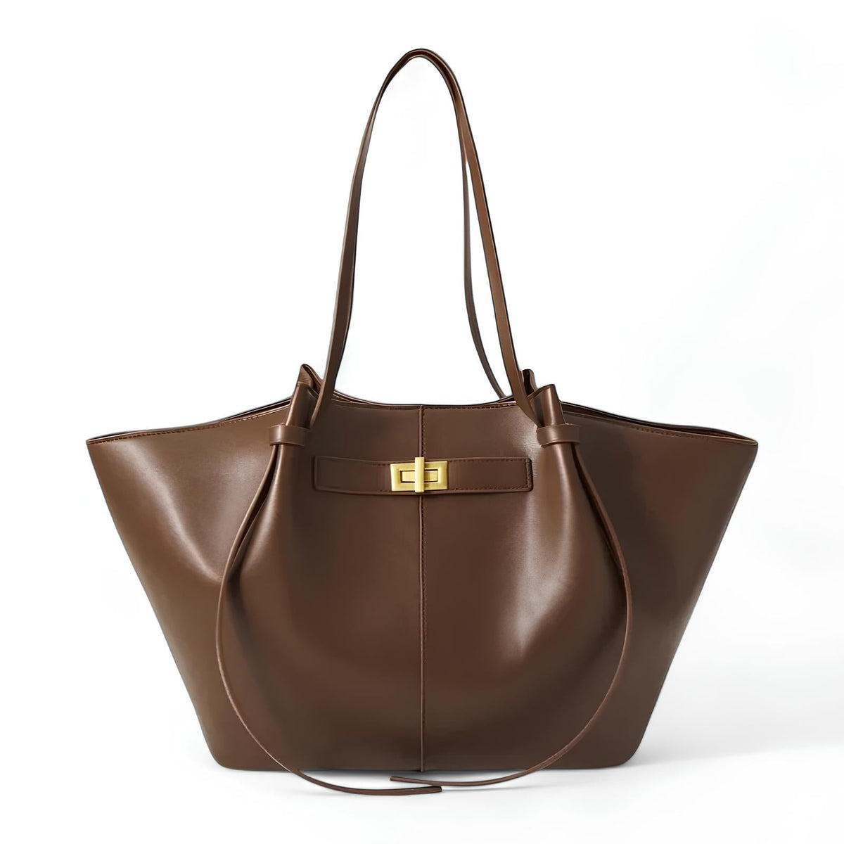 Bolso de mano grande de cuero PU negro
