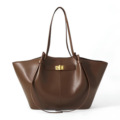 Bolso de mano grande de cuero PU negro
