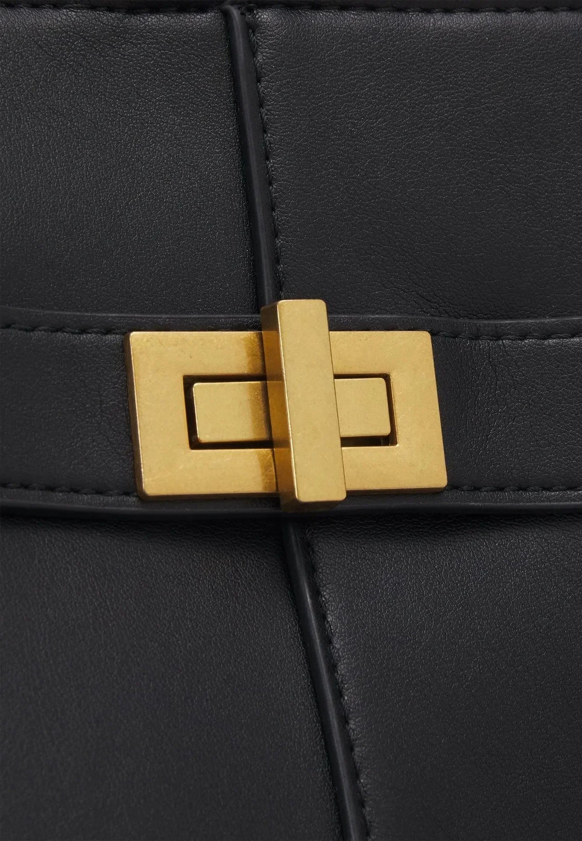 Bolso de mano grande de cuero PU negro