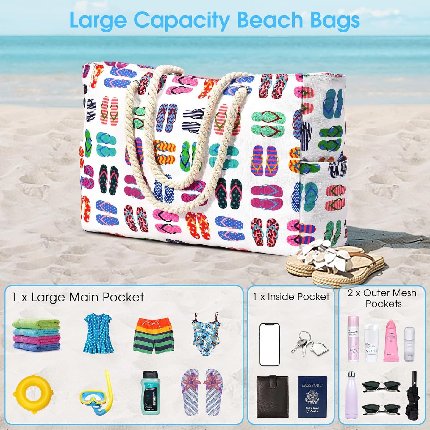 Bolso de Playa Sobredimensionado Impermeable y a Prueba de Arena – SandAway
