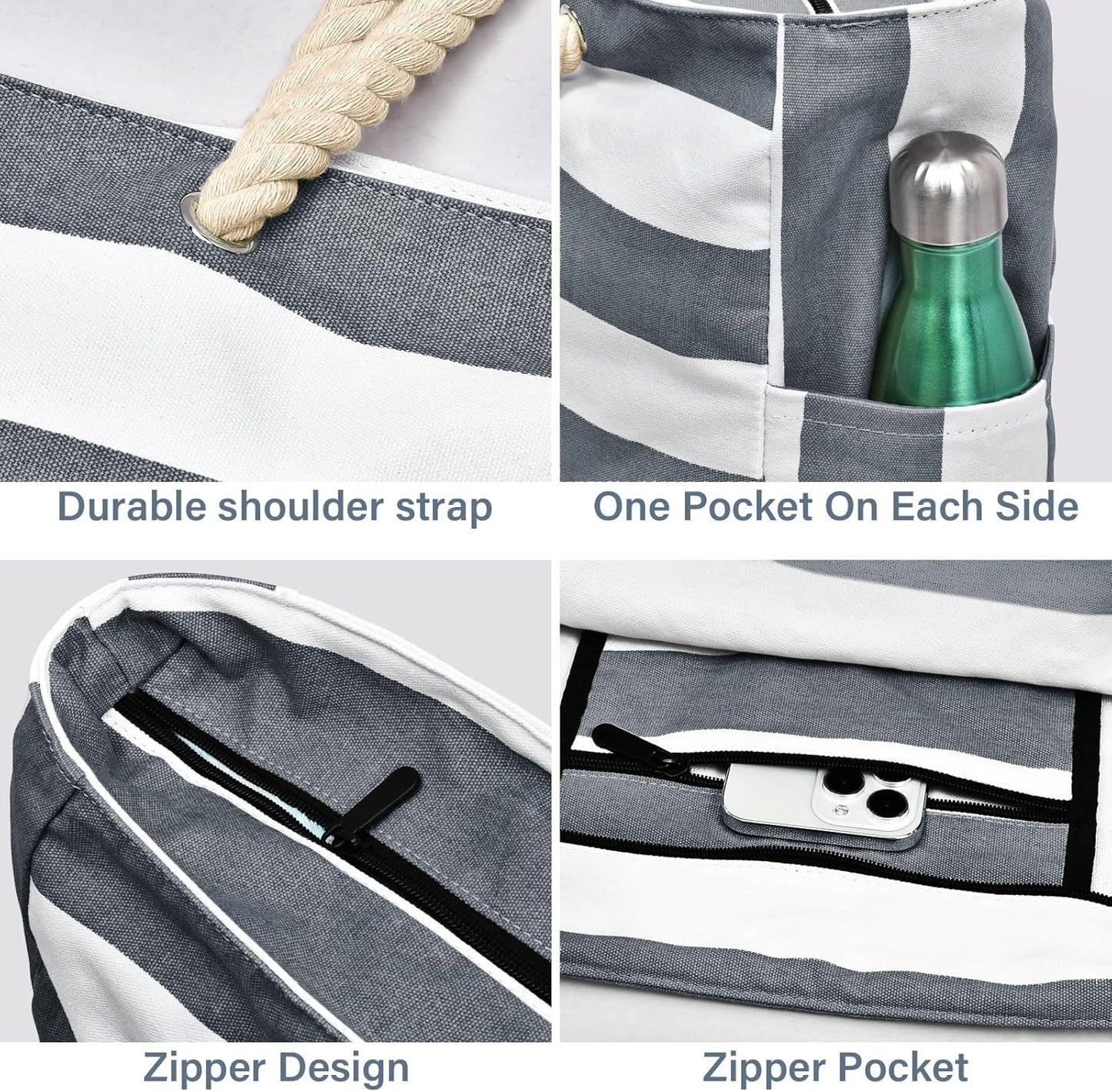 Bolso Grande Impermeable con Almacenamiento con Cremallera para Trabajo y Ocio