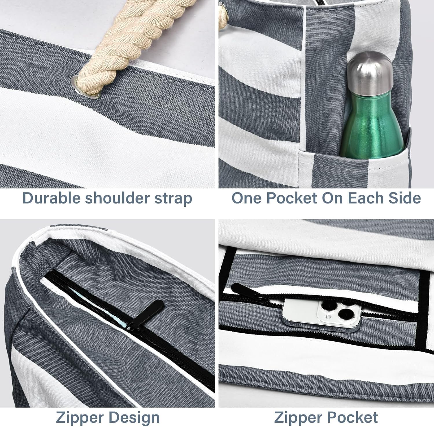 Bolso Grande Impermeable con Almacenamiento con Cremallera para Trabajo y Ocio