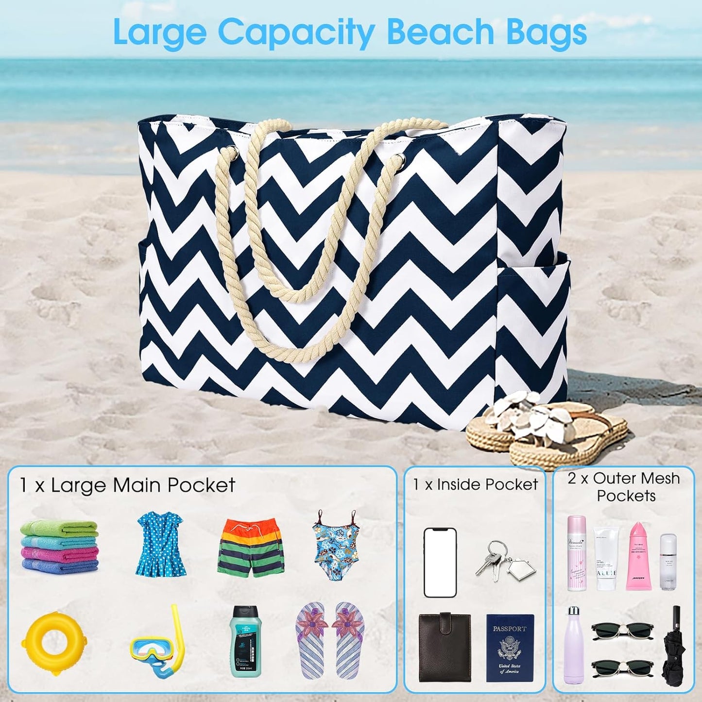 Bolso Grande Impermeable con Almacenamiento con Cremallera para Trabajo y Ocio