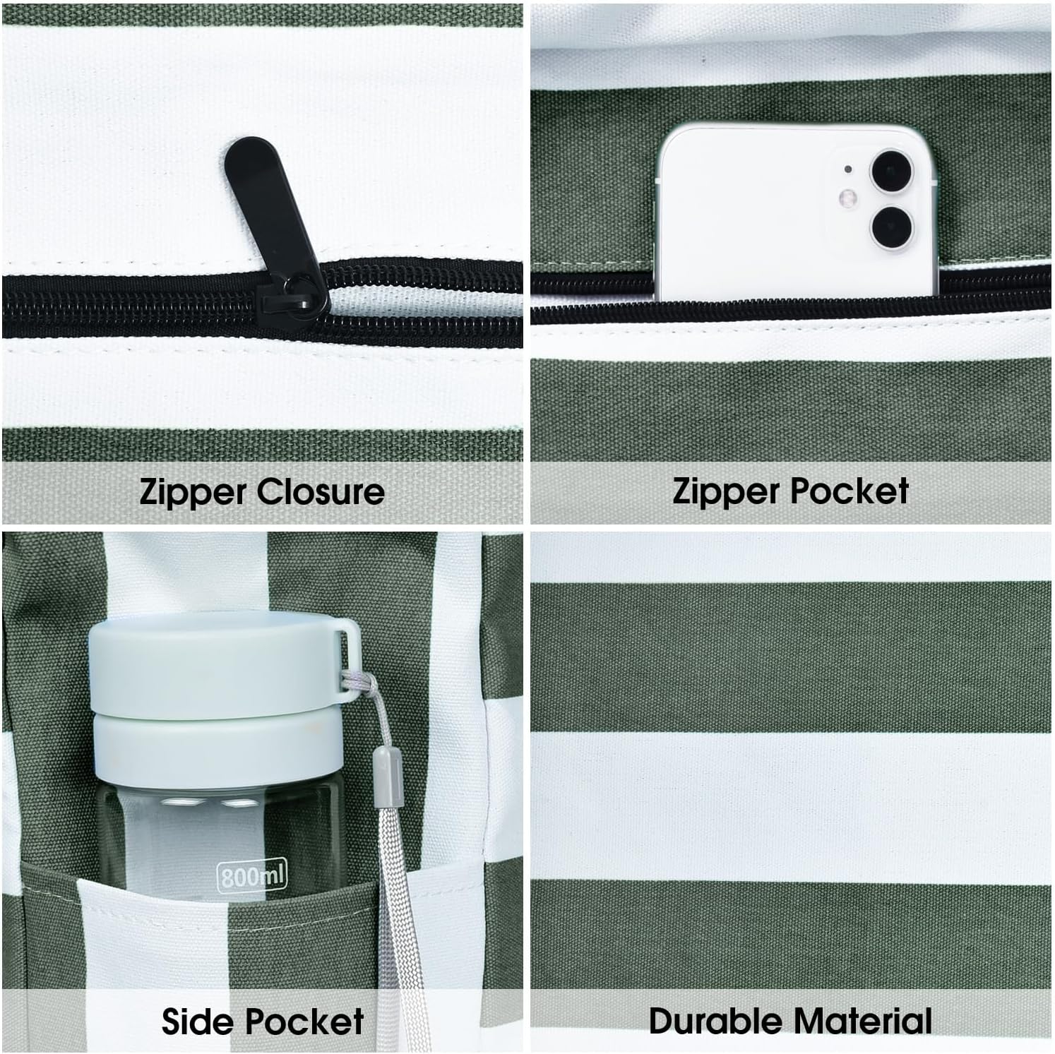 Bolso Grande Impermeable con Almacenamiento con Cremallera para Trabajo y Ocio