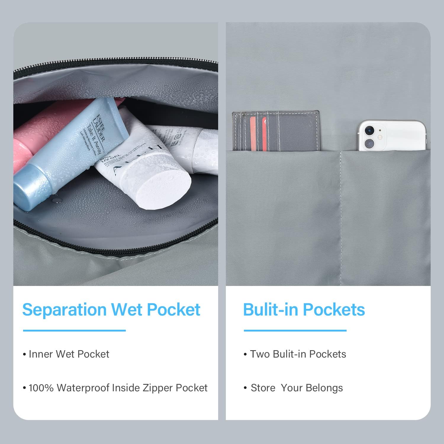 Bolso Grande Impermeable con Almacenamiento con Cremallera para Trabajo y Ocio