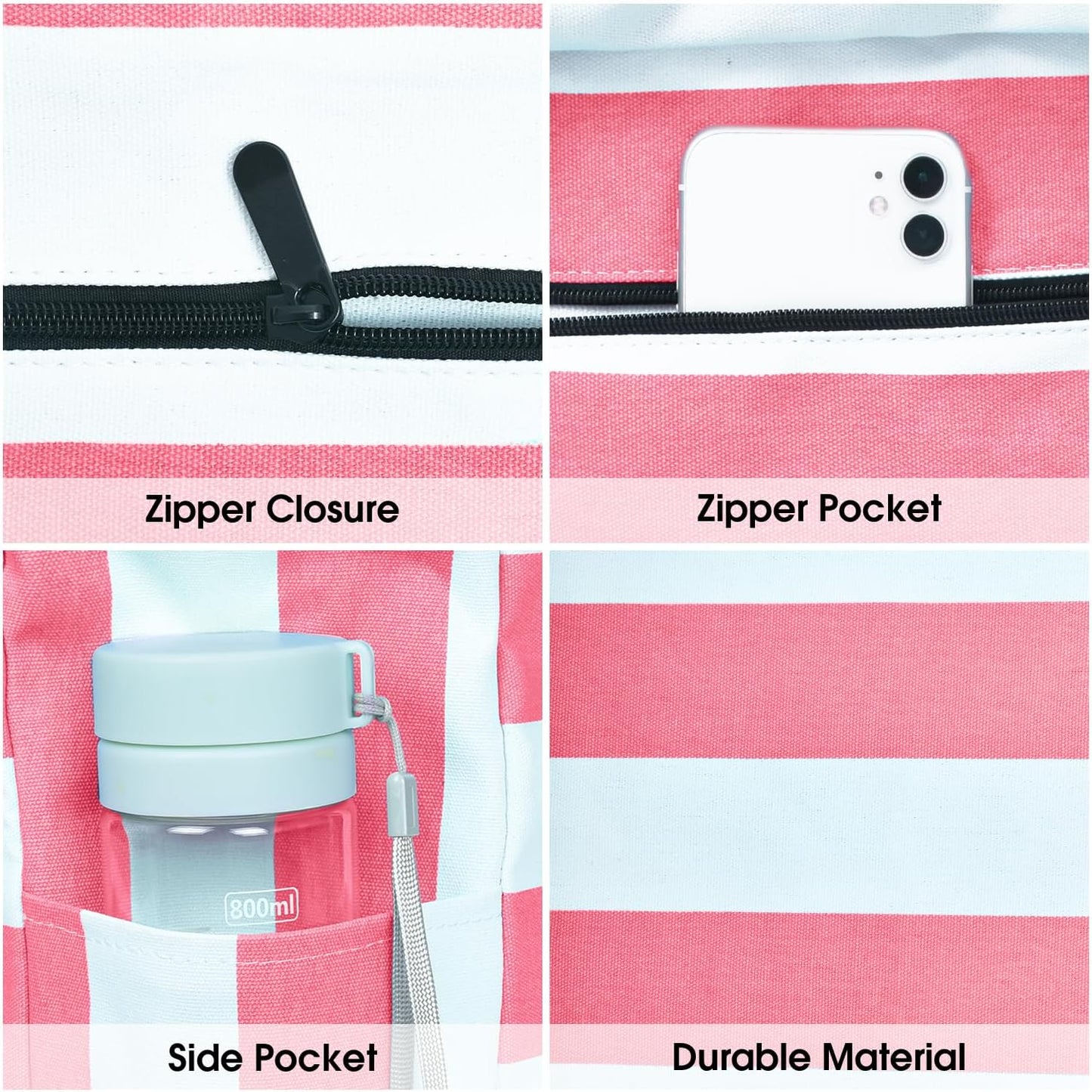 Bolso Grande Impermeable con Almacenamiento con Cremallera para Trabajo y Ocio
