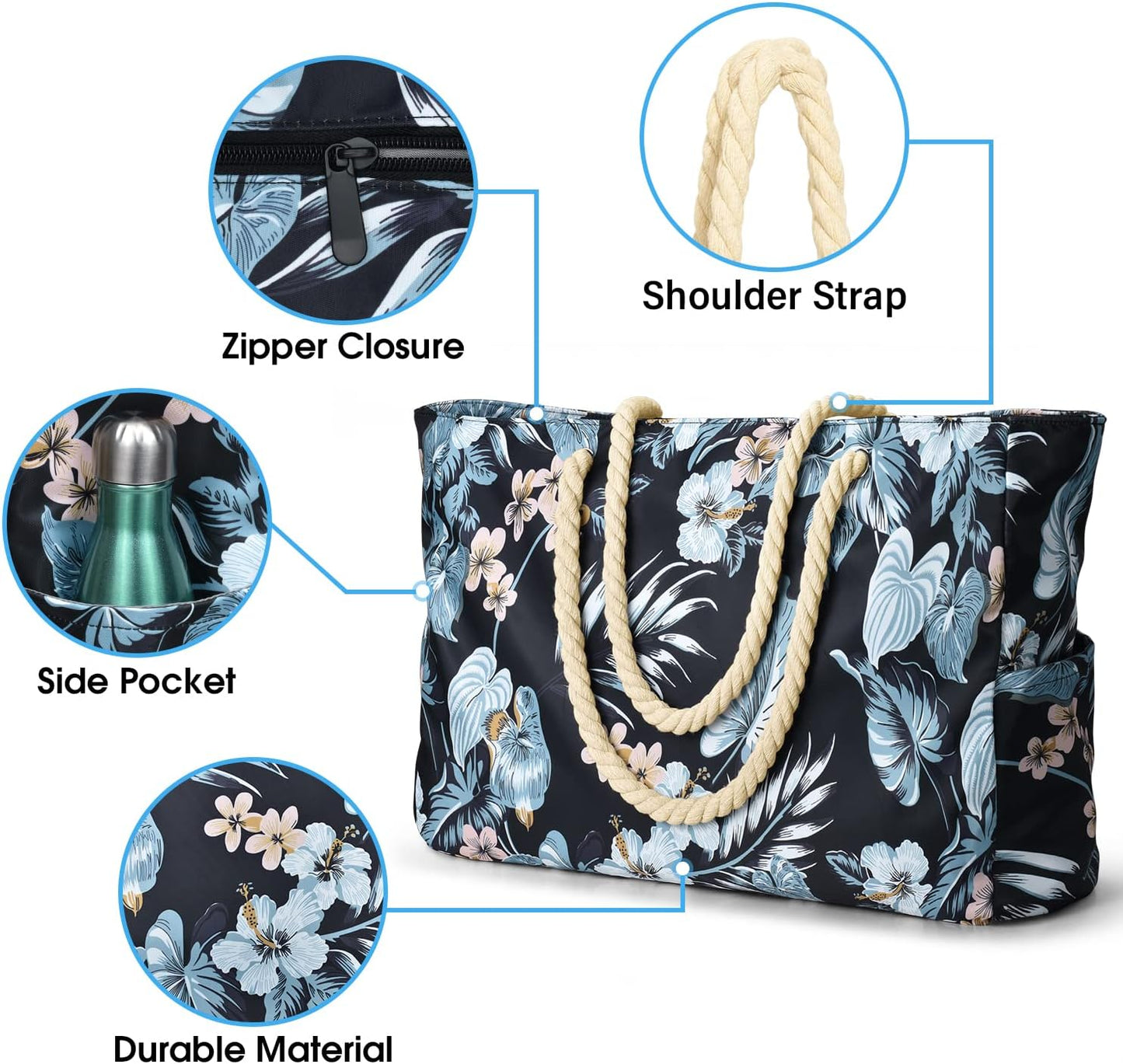 Bolso Grande Impermeable con Almacenamiento con Cremallera para Trabajo y Ocio