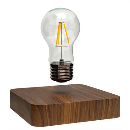 Bombilla Flotante con Base de Madera de Nogal - LevitaLux