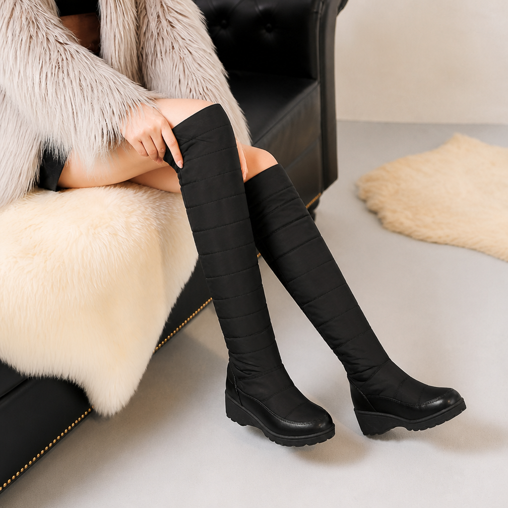 Botas altas de invierno acolchadas estilo plumífero