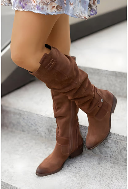 Botas clásicas de cuero hasta la rodilla para mujer