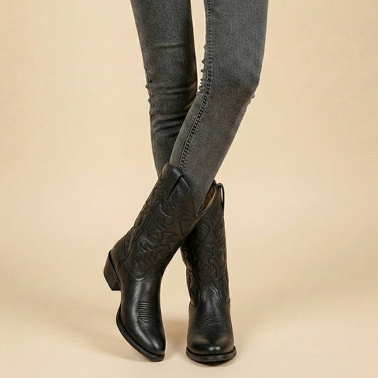 Botas cowboy de media caña bordadas para mujer