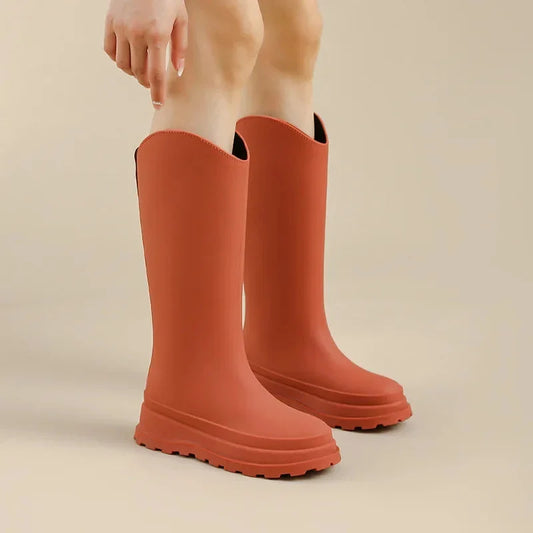 Botas de agua altas con plataforma para mujer