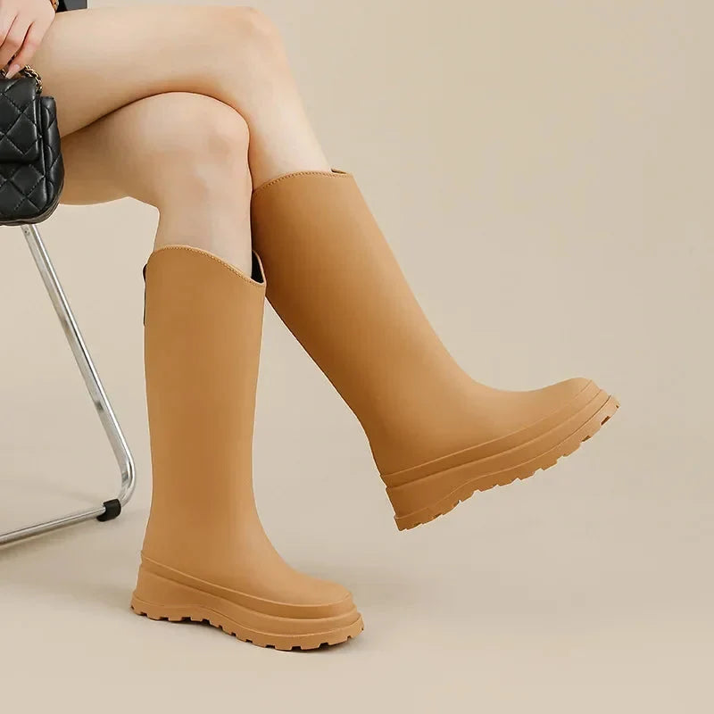 Botas de agua altas con plataforma para mujer