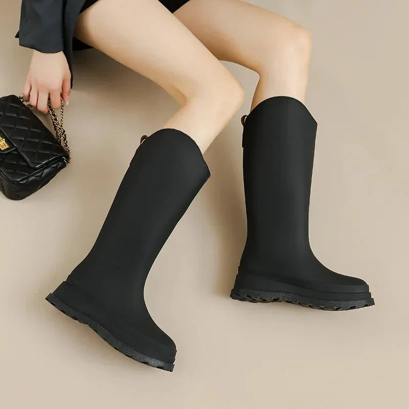 Botas de agua altas con plataforma para mujer