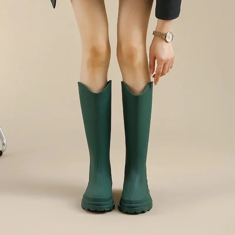 Botas de agua altas con plataforma para mujer