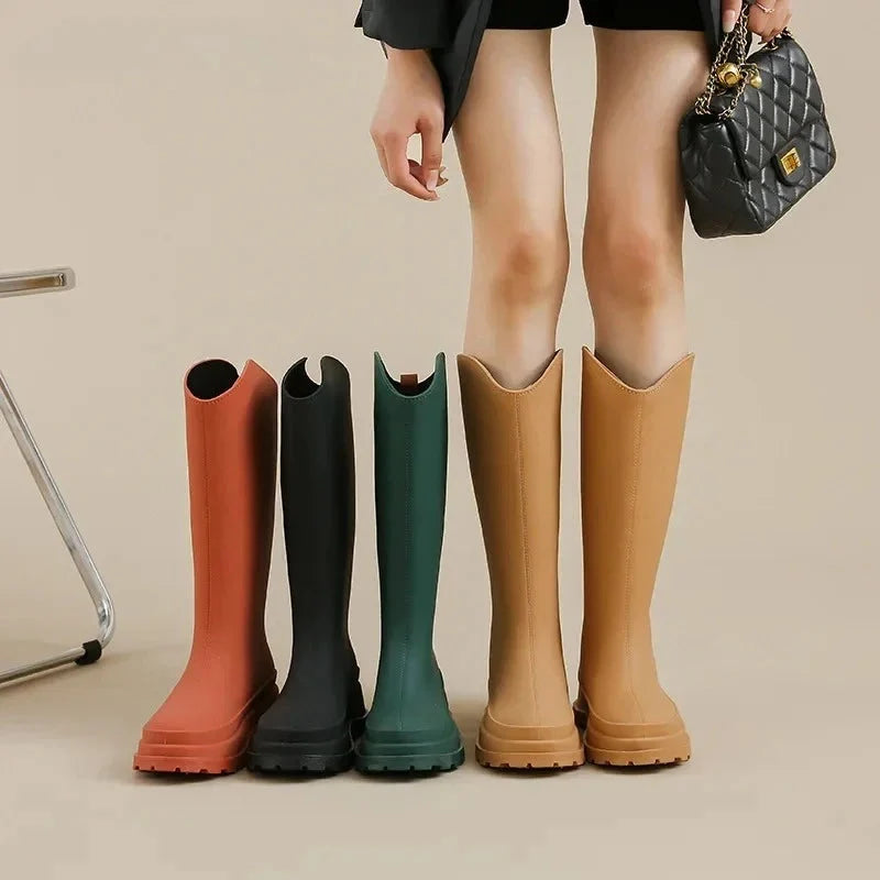Botas de agua altas con plataforma para mujer