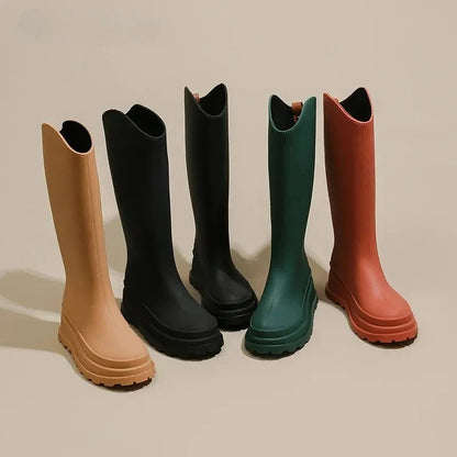 Botas de agua altas con plataforma para mujer
